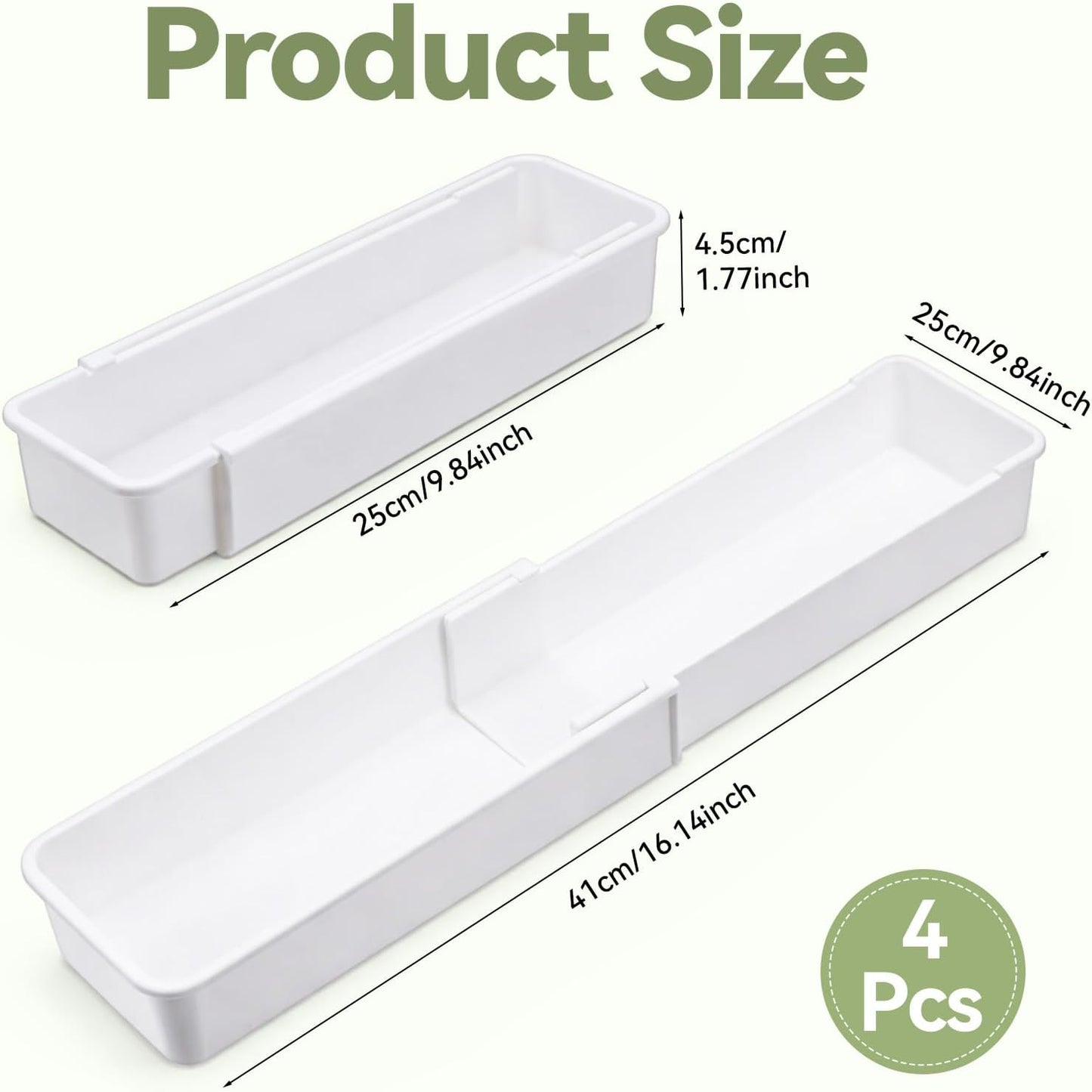 6 Pack Expandable Drawer Organizers Set, 9.8-16.2inches Plastic Drawer Organizer Trays Stackable Storage Container for Vanity Office Home Utensils Gadgets Shelf Kitchen