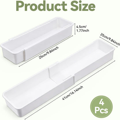 6 Pack Expandable Drawer Organizers Set, 9.8-16.2inches Plastic Drawer Organizer Trays Stackable Storage Container for Vanity Office Home Utensils Gadgets Shelf Kitchen