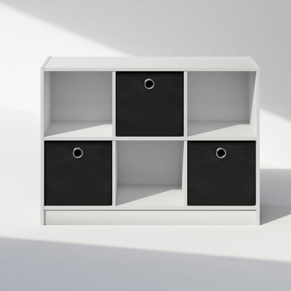 Furinno Cubic Closet Organizers and Storage, 6-Cube Closet Organizer with Bins, Open Shelf Storage, for Wardrobe, Bedroom, Living Room, White