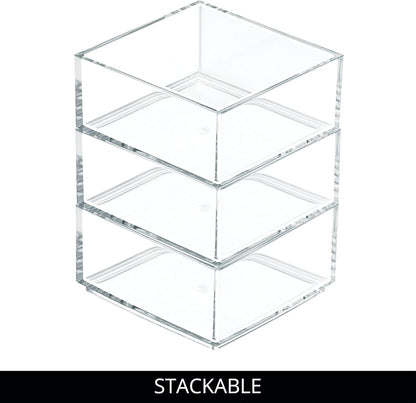 iDesign Clarity Plastic Drawer Organizer, Storage Container for Kitchen Gadgets, Corks, Sticky-Notes, Clips in Pantry, Cabinets, Countertops, 4" x 4" x 2" - Clear,X-Small