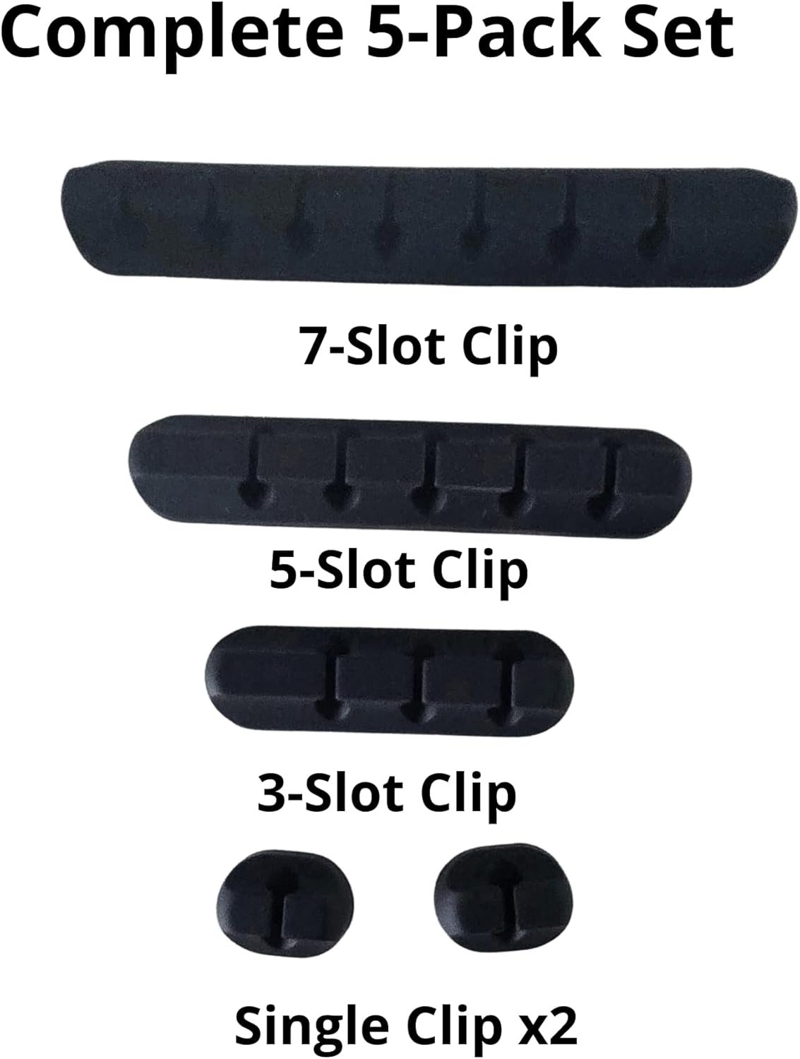 Cord Holder Cable Management Clips 5 Pack- Adhesive Wire Organizer for Desk, Car, Nightstand, Office, Home – Fits USB Charging Cables, Power Cords, Headphones (7-5-3-1-1 Slots)(White)