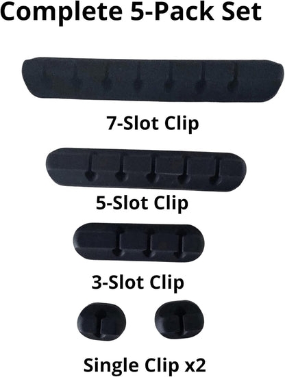 Cord Holder Cable Management Clips 5 Pack- Adhesive Wire Organizer for Desk, Car, Nightstand, Office, Home – Fits USB Charging Cables, Power Cords, Headphones (7-5-3-1-1 Slots)(White)