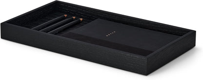 OAKYWOOD Valet Tray Bundle – Solid Wood Desk Organizer – Document, Phone & Tablet Tray – Perfect for Office, Home, or School – Black