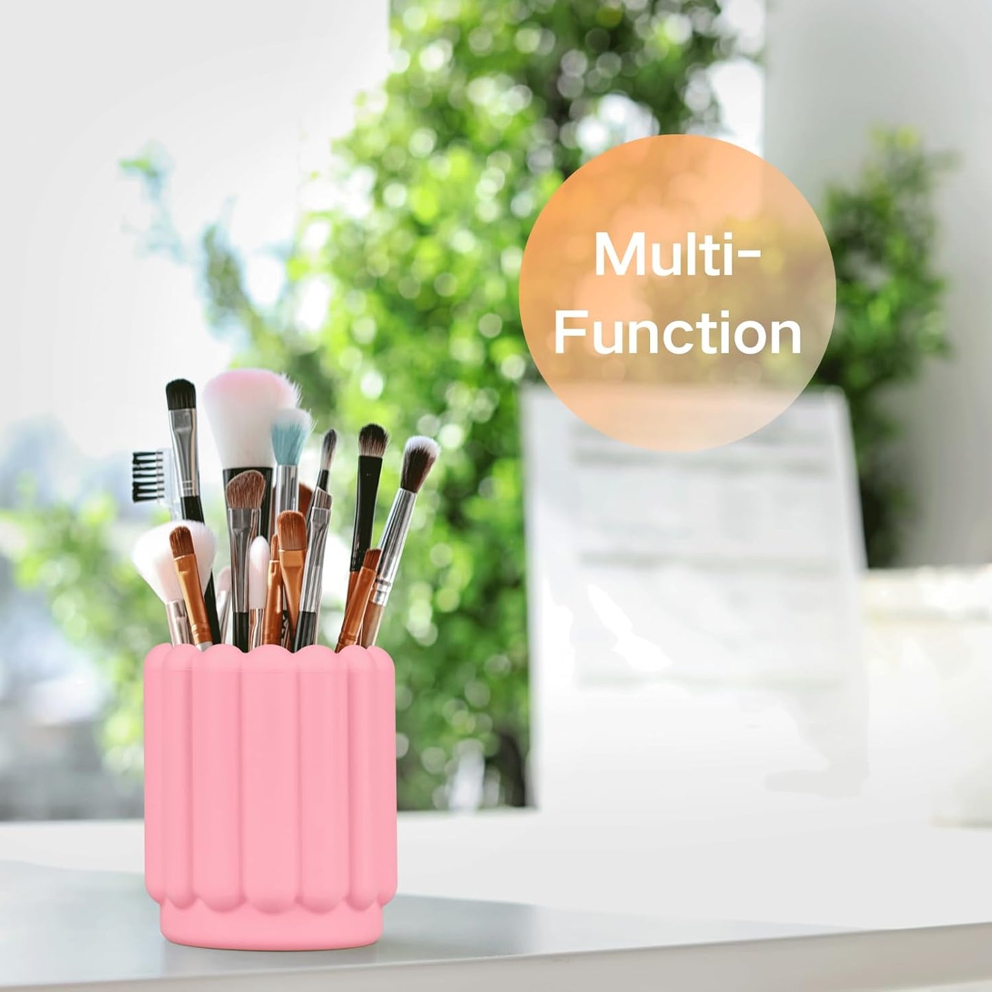 Silicone Pen Holder, Pencil Holder Cute Pens Cup for Desk for Kids Office Decor Desk Accessories Pen Pot Desk Organizer (White)