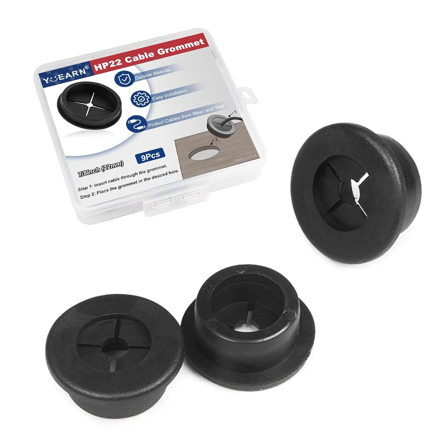 1 Inch Cable Grommet (25mm) – 12 Pcs Flexible Rubber Wire Hole Covers for Server Racks, Network Boxes, Thick Cable Management (Black)