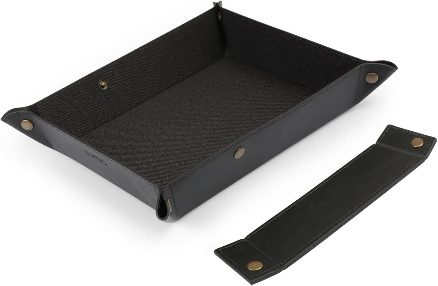 Londo Leather Tray Organizer - Practical Lightweight Water Resistant Computer Table Desk Storage Box for Wallets, Watches, Keys, Coins, Cell Phones and Office Equipment