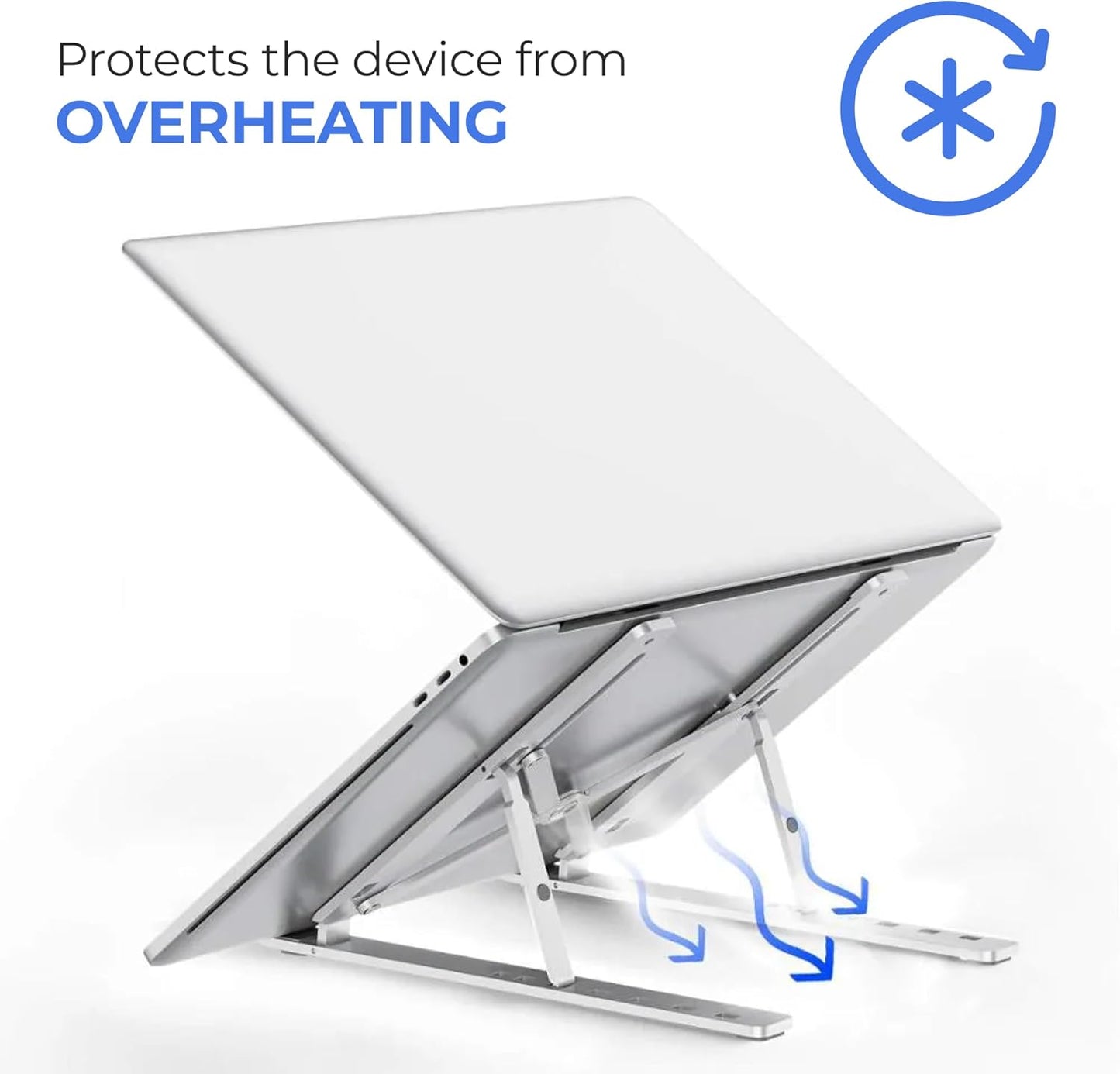 6-Level Adjustable Laptop Stand, Aluminum Desk Riser – Compatible with 9" to 15.6" Laptops, Ergonomic and Space-Saving Design