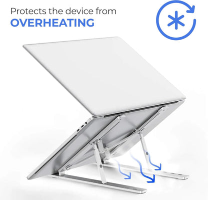 6-Level Adjustable Laptop Stand, Aluminum Desk Riser – Compatible with 9" to 15.6" Laptops, Ergonomic and Space-Saving Design