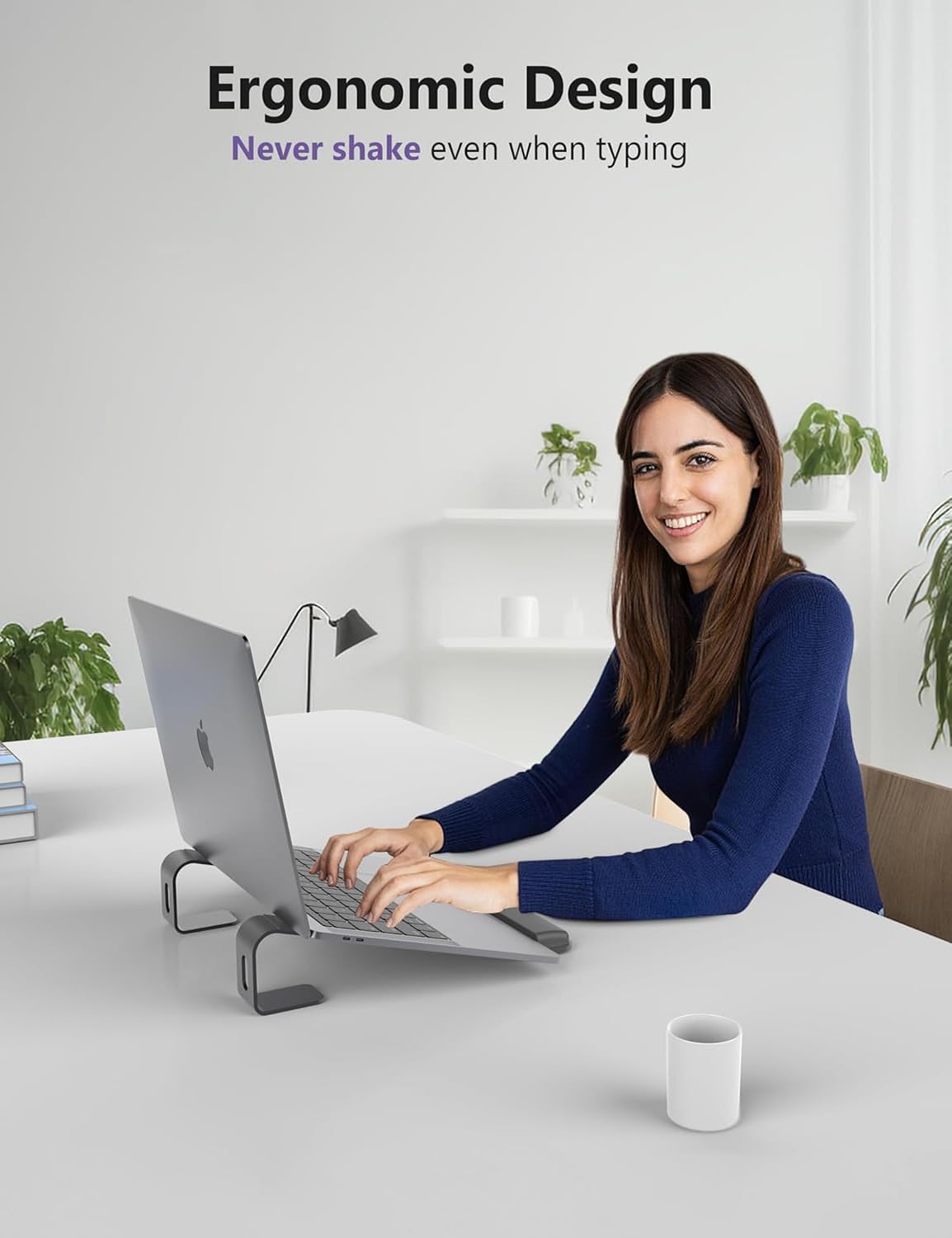 JCZT Aluminum Laptop Stand, Notebook Stand with Wrist Rest, Ergonomic Detachable Laptop Mount, Computer Stand Compatible with 10-17'' All Laptops Such as MacBook Air Pro/HP/Dell/Lenovo, Gold
