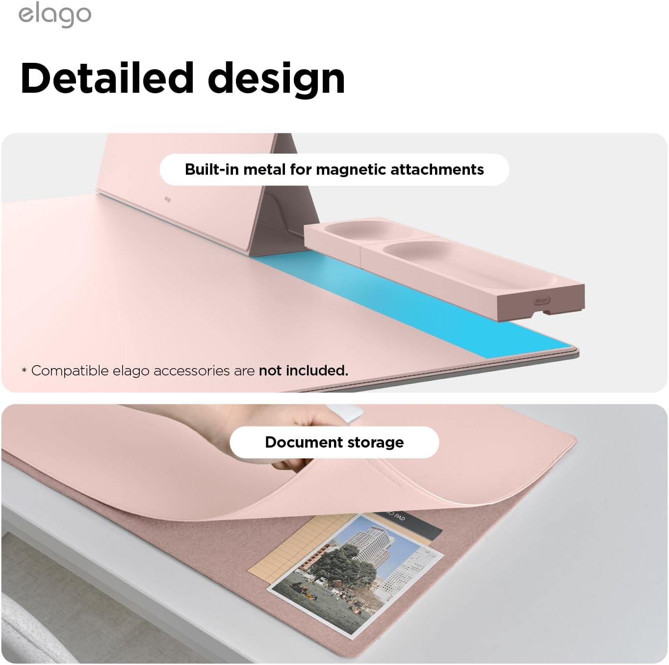 elago Smart Magnetic Desk Mat Compatible with All Magnetic Products -Paper Protector, Mouse Pad, Laptop, Non-Slip Top, Premium Waterproof Writing Pad for Office and Home (Stone [Large]