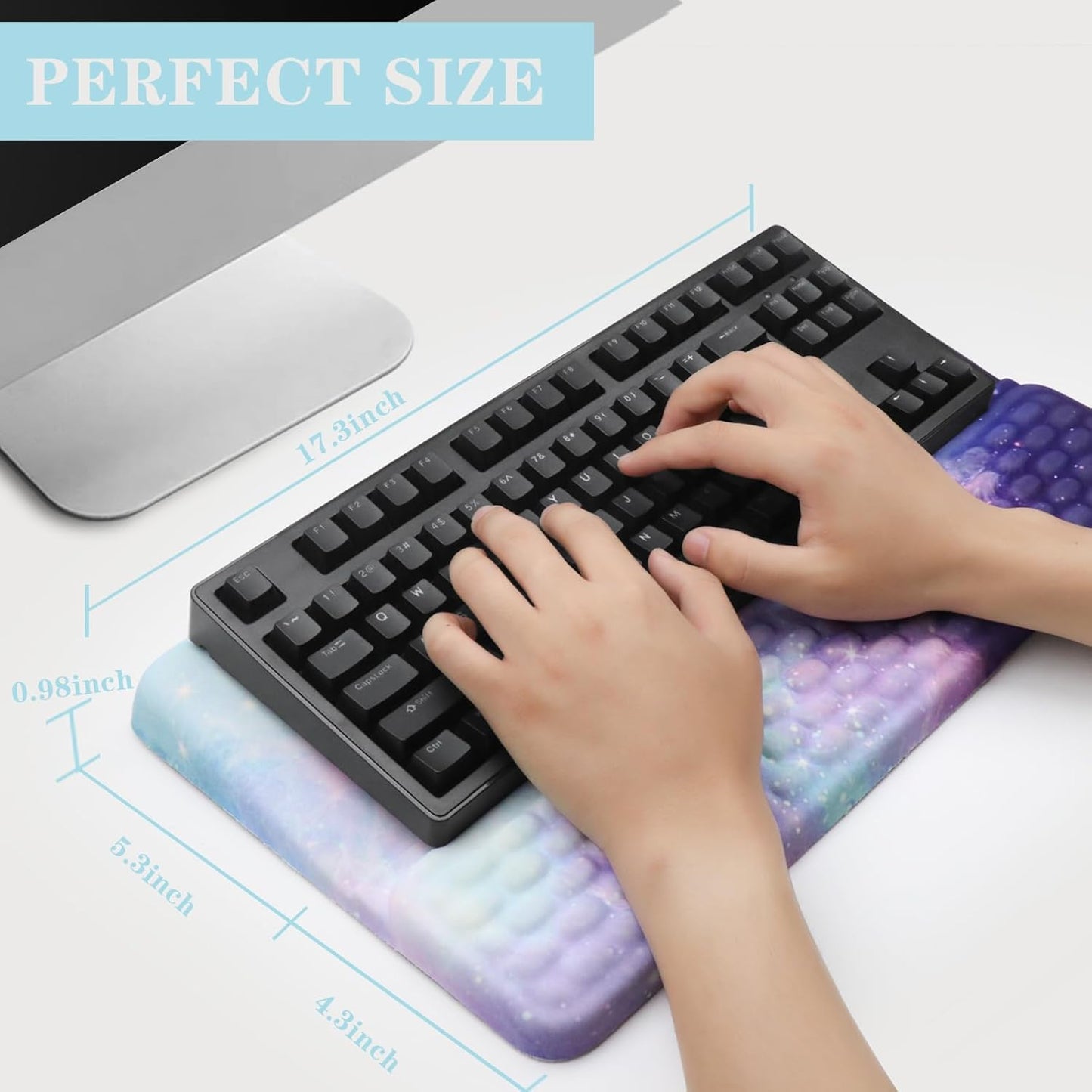 Computer Keyboard Stand Pad with Wrist Rest, Ergonomic Comfy Tilted Keyboard Stand Riser Holder Pad for Office Home (Black)
