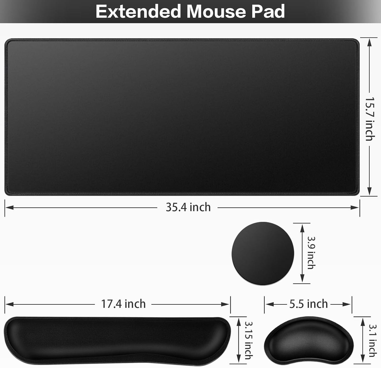 Desk Mat, Large Gaming Mouse Pad with Wrist Rest, 4in1 XXL Mousepad+Keyboard Wrist Rest+Mouse Pad Wrist Support+Cup Coaster Set Ergonomic Floral Computer Desk Arm Wrist for Decor Home Office Women