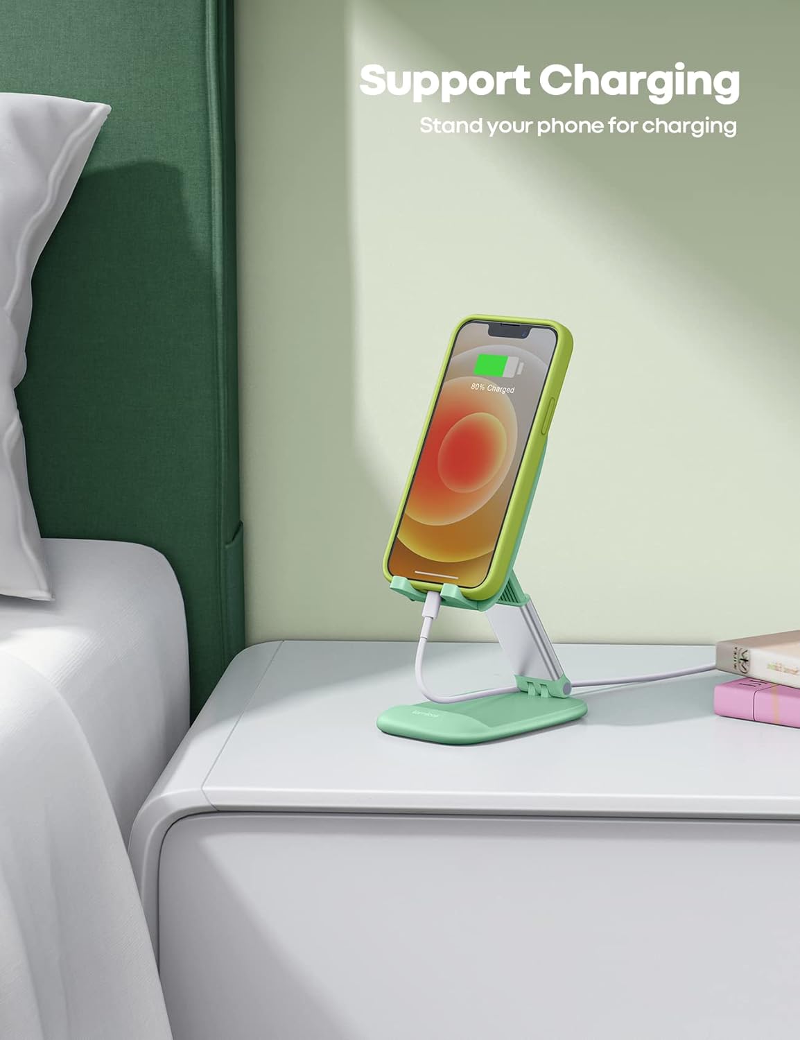 Lamicall Cell Phone Stand for Desk - [Height Adjustable] Foldable Mobile Phone Holder, Portable Stand for iPhone 17 16 15 14 13 12 11 Pro Max Plus Air, Galaxy S25, Office Gift Mothers Day Accessories