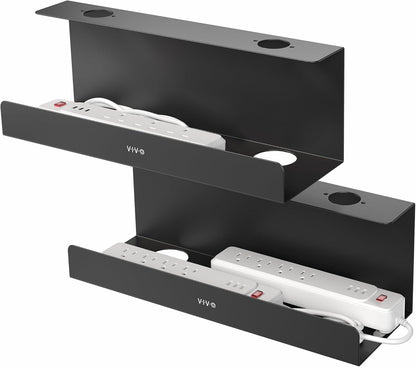 VIVO Under Desk 17 inch Cable Management Trays, Power Strip Holders, Cord Organizers, Wire Tamers for Office and Home, Black, 2 Pack, DESK-AC06-2C