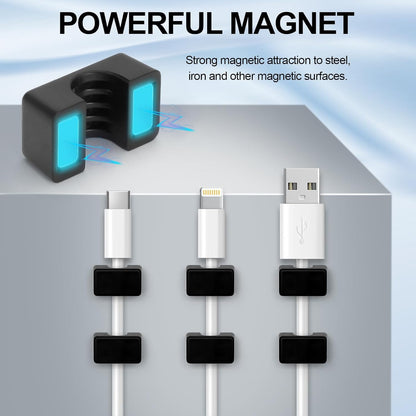 10 Pack Magnetic Cord Holder, Cable Clips - Strong Magnet Wire Management for Office, Under Desk, Nightstand, Car, Kitchen, Reusable Desk Cable Organizers