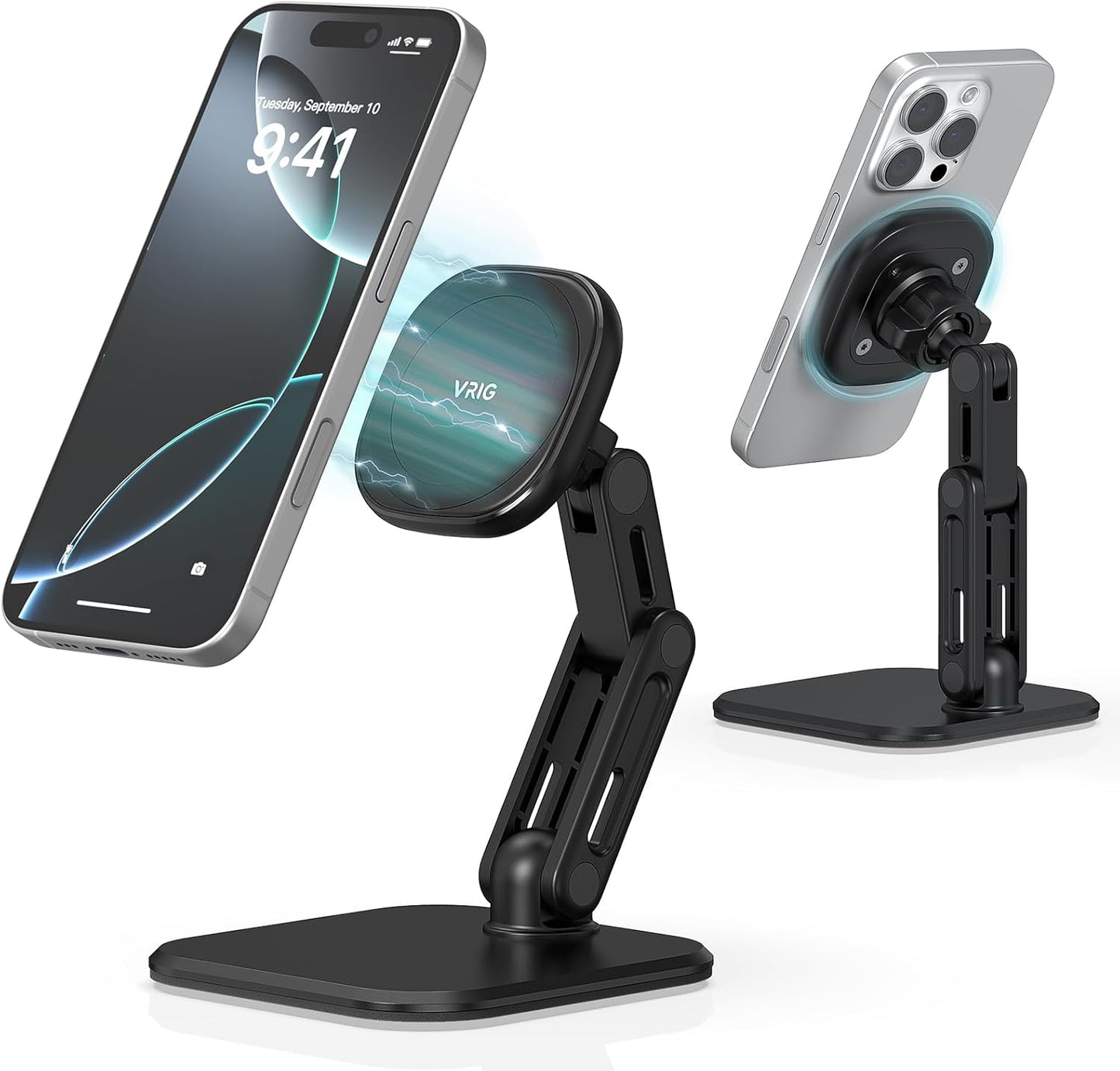 VRIG Magnetic Phone Stand for Desk,Adjustable Foldable & Portable MagStand with Angle Adjustment Cell Phone Holder for iPhone 17 16 15 14 13 12 Pro Max & MagSafe Case