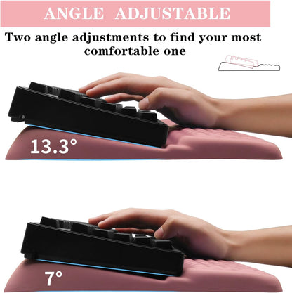 Computer Keyboard Stand Pad with Wrist Rest, Ergonomic Comfy Tilted Keyboard Stand Riser Holder Pad for Office Home (Black)