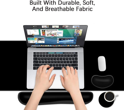 MIBITRI Keyboard Mouse Pad Set, Extended Gaming Mouse Pad+Ergonomics Keyboard Wrist Rest Support, Memory Foam, Easy Typing Pain Relief, 4Pcs XXL Ultra Thick Desk Mat, Enchanted Bookshelf