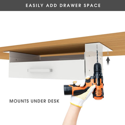 GOME Under Desk Slide out Pencil Drawer with Space Divider Design for Storing Pencil and Office Accessories, Underdesk Pull out Tray Organizer Mounted for Sit Stand Workstation