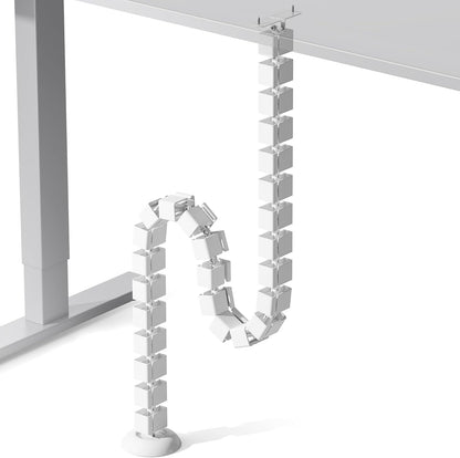 PEGZONE Under Desk Cable Management Spine – Flexible Cable Snake Organizer for Standing Desk, Tool-Free Magnetic Vertebrae Wire Management for 0.4"-2" Table, White