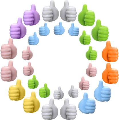 16Pcs Creative Silicone Thumb Wall Hook - Multifunction Adhesive Cable Clip ，Self Adhesive Thumb Cable Organizer Clips Key Hanger