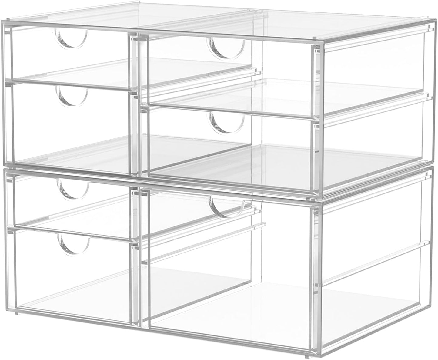 caktraie Versatile Acrylic Makeup Organizer, Drawer Organizer - Transparent Desktop Storage for Cosmetics, Office Supplies & More - Clear Organizer for Home & Office Use
