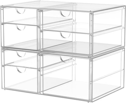 caktraie Versatile Acrylic Makeup Organizer, Drawer Organizer - Transparent Desktop Storage for Cosmetics, Office Supplies & More - Clear Organizer for Home & Office Use