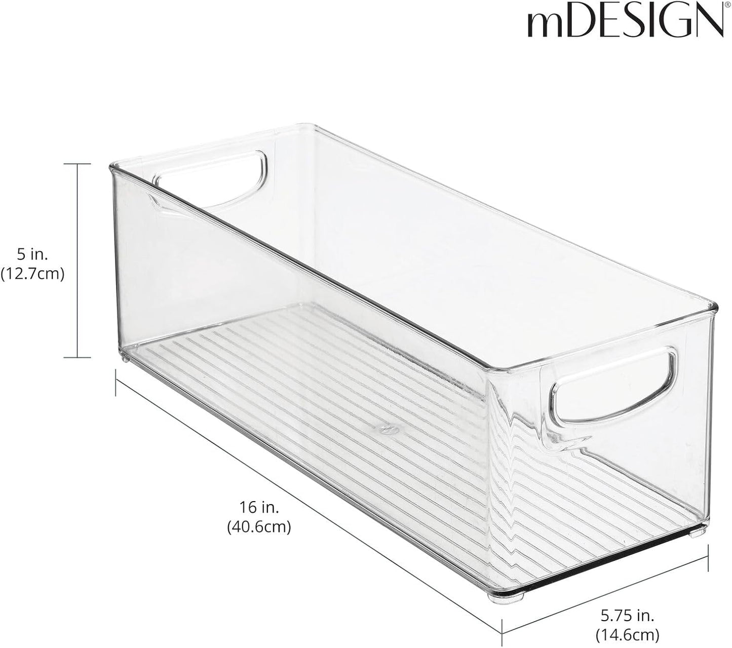 mDesign Plastic Office Supply Organizer - Storage Holder Bin with Handles for Desk Drawer, Cabinet - Pencil, Pen, Envelope and Supplies Container Basket - Ligne Collection - 2 Pack - Clear