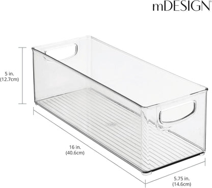 mDesign Plastic Office Supply Organizer - Storage Holder Bin with Handles for Desk Drawer, Cabinet - Pencil, Pen, Envelope and Supplies Container Basket - Ligne Collection - 2 Pack - Clear