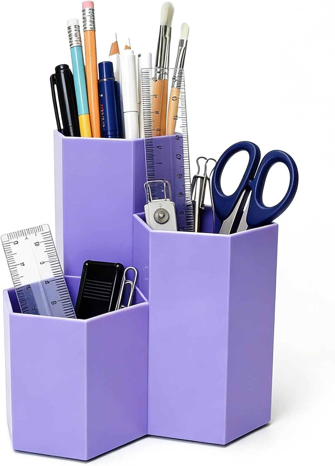Pencil Organizer Pen Holder for Desk Pens Cup Small Desk Organizer Cute Pen Holder for Office,School and Home (White, 3)