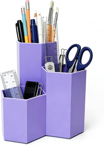 Pencil Organizer Pen Holder for Desk Pens Cup Small Desk Organizer Cute Pen Holder for Office,School and Home (White, 3)