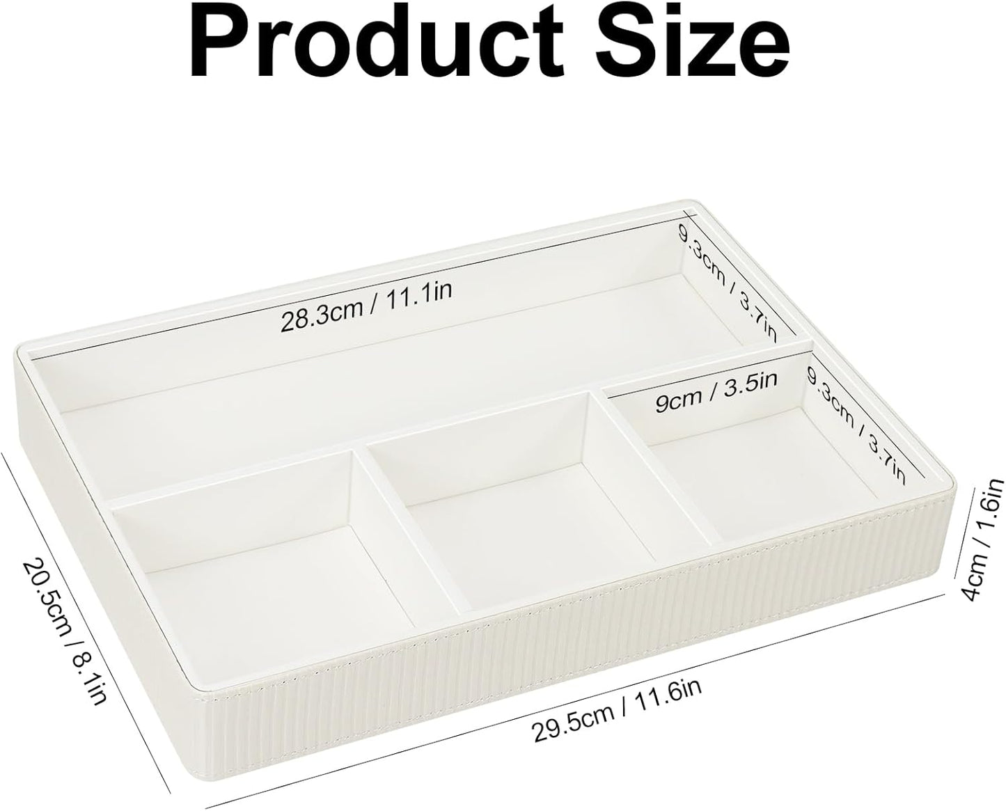 Buqoo PU Leather Valet Tray, Office Supplies Organizer, Stackable Desktop Organizer and Accessories Drawer Organizer for Storing Office Supplies, Jewelry, Cosmetics, Beige
