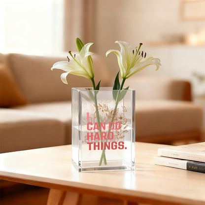 Just Breathe Acrylic Cosmetic Organizer Pen Holder, Anxiety Relaxing Acrylic Desk Holder Cup for Pen Pencil, Dandelion Desk Organizer, Mental Health Office Gifts for Coworker Leader Friend