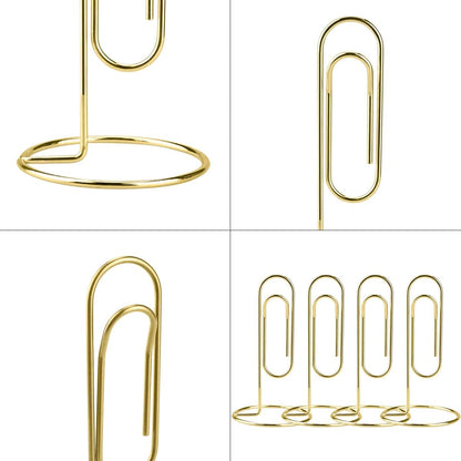 5.2 Inch Desktop Memo Holder, 4 Pack Jumbo Metal Desk Paper Clip Organizer for Office Table, Place Card, Bills, Photos, Table Numbers, Multi-Purpose Document Stand Accessory