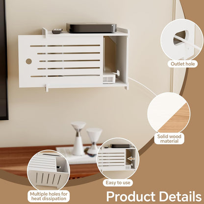 Wooden WiFi Router Storage Box Hider Shelf, Decorative Projector Box Hider Rack Countertop, for Cable, Modem, Internet, Router Power Cover Storage Organizer Cabinet Wall Mounted, Solid Wood
