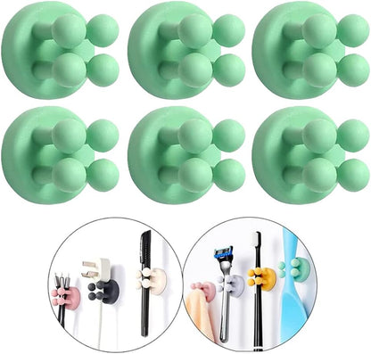 Silicone Toothbrush Holders - 4 Pcs Razor Hooks Adhesive Wall Mounted for Hanging Towel Key Plug Cable, Utility Decor Stick to Dorm Room Essentials Function for Kitchen Bathroom Home Office