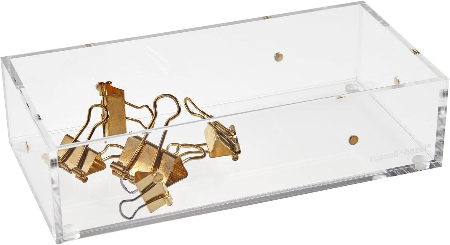 russell+hazel Acrylic Compartment Bloc, 12” x 4” x 1.5," 3 Moveable Dividers, 1 Count, 98141