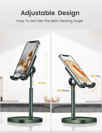 LISEN Cell Phone Stand Phone Holder for Desk Office Decor, Office Desk Accessories Women PC Gaming Essentials iPhone Stand Gadgets Men Gifts for Mom Fit OtterBox Case Switch iPad Air Tablet 4-10 in