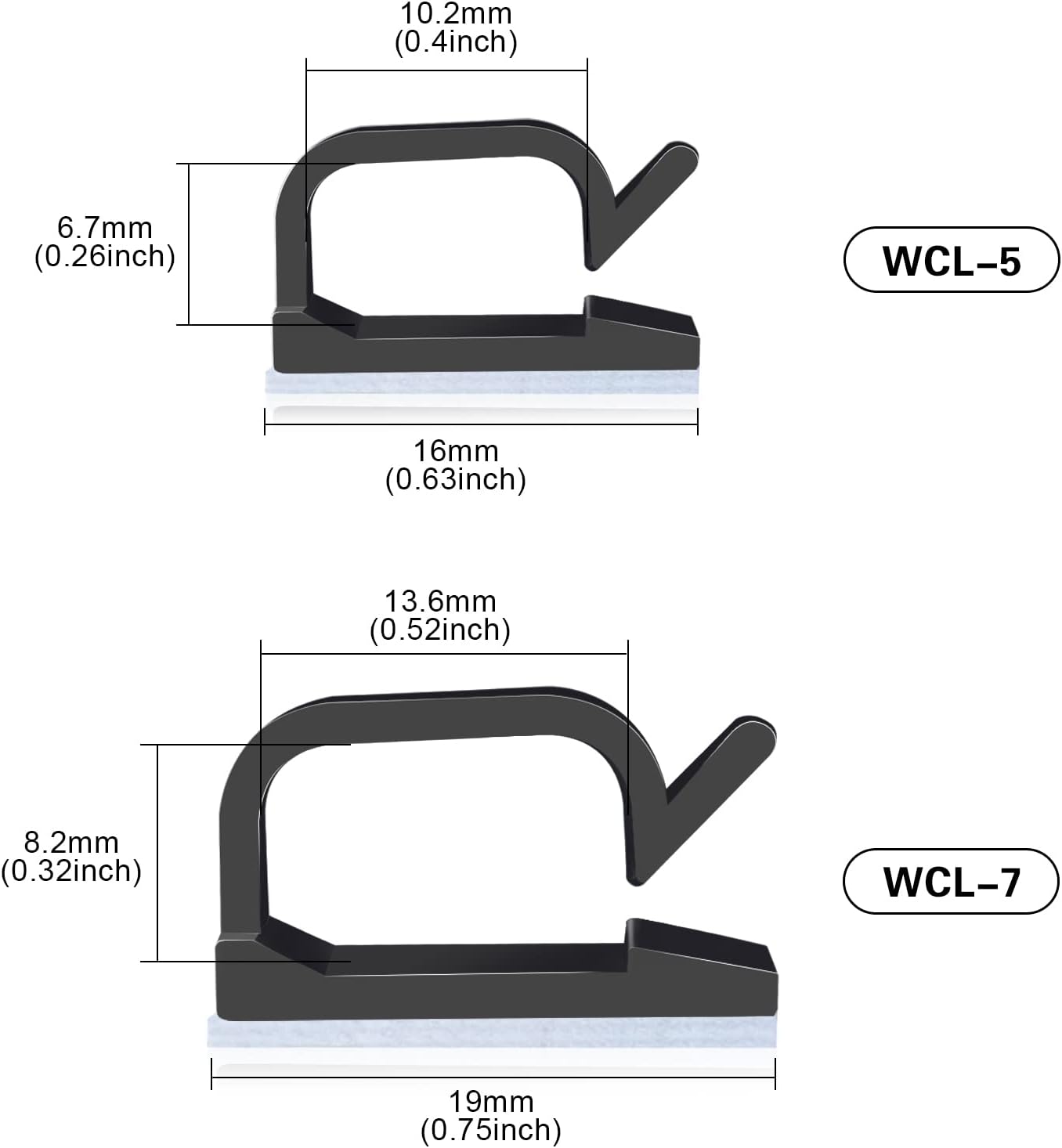 60 PCS XHF 5/8” Adhesive Cable Wire Clips Clear, Outdoor Christmas Light Clips, Cable Staples Cable Management Wire Organizer Cord Holder for Under Desk, Car, Wall, TV PC Ethernet Cable