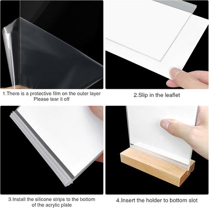 Lechay 3 Pack Acrylic Sign Holder, 8.5 x 11 inches Clear Table Menu Display Stand Desktop Display Stand Paper Holder Table Top Sign Holder Suitable for Restaurants, Office, Home, Store