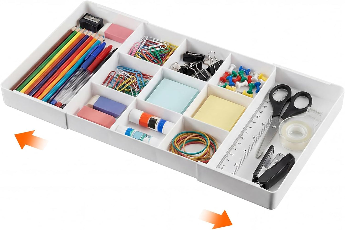 Briwooody 1 Pcs Large Expandable Acrylic Drawer Organizers, Grid Adjustable Drawer, Dividers Organizer for Desk, Makeup, Jewelry, Office, Kitchen Supplies (Clear,5 Compartments)