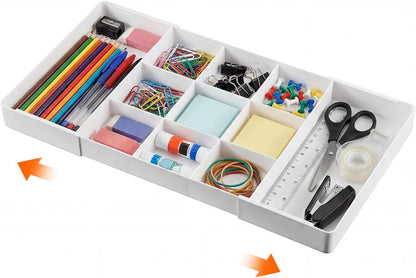 Briwooody 1 Pcs Large Expandable Acrylic Drawer Organizers, Grid Adjustable Drawer, Dividers Organizer for Desk, Makeup, Jewelry, Office, Kitchen Supplies (Clear,5 Compartments)