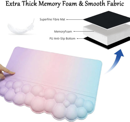 Computer Keyboard Stand Pad with Wrist Rest Purple Blue Cloud Keyboard Pad Support with Comfortable Galaxy Stars Wrist Pad Cute Girl Ergonomic Tilted Keyboard Riser Holder for Desktop Office Home