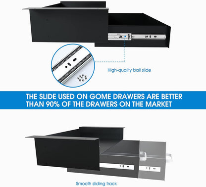 GOME Under Desk Slide out Pencil Drawer with Space Divider Design for Storing Pencil and Office Accessories, Underdesk Pull out Tray Organizer Mounted for Sit Stand Workstation
