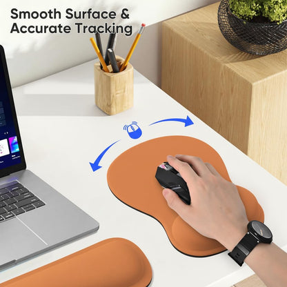 RICHEN Wrist Rest Support for Mouse Pad&Keyboard Set with Coaster,Concave Curved Memory Foam, Non-Slip Base Pain Relief Comfortable Easy Typing Pad for Home/Office (Lavender Purple)