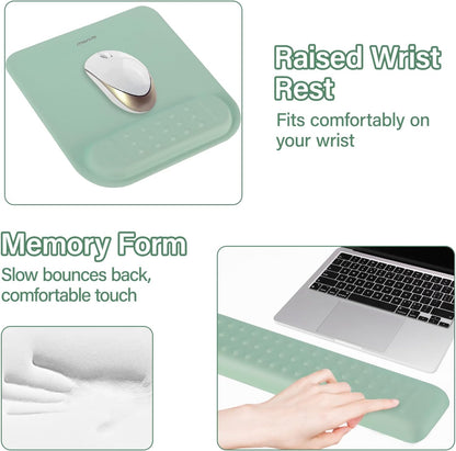 MOSISO Computer Keyboard Stand&Wrist Rest Support for Keyboard &Mouse Pad Set, Ergonomic Massage Wrist Rest Set, Easy Typing Working Acrylic Clear Stand for Office Home, Apricot