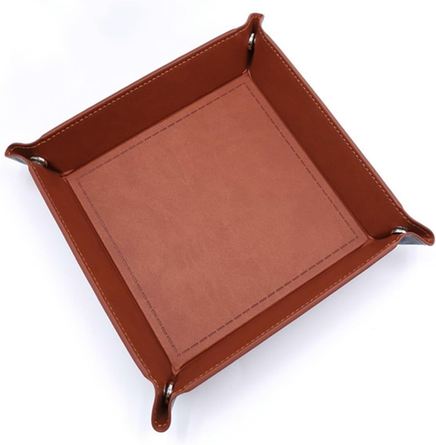 siduater Valet Tray Desktop Storage Organizer, Vegan Leather Catchall Bedside Vanity Tray Nightstand Caddy Holder for Remote Controller, Watch, Keys, Phone, Wallet, Sunglasses, Jewelry - Map