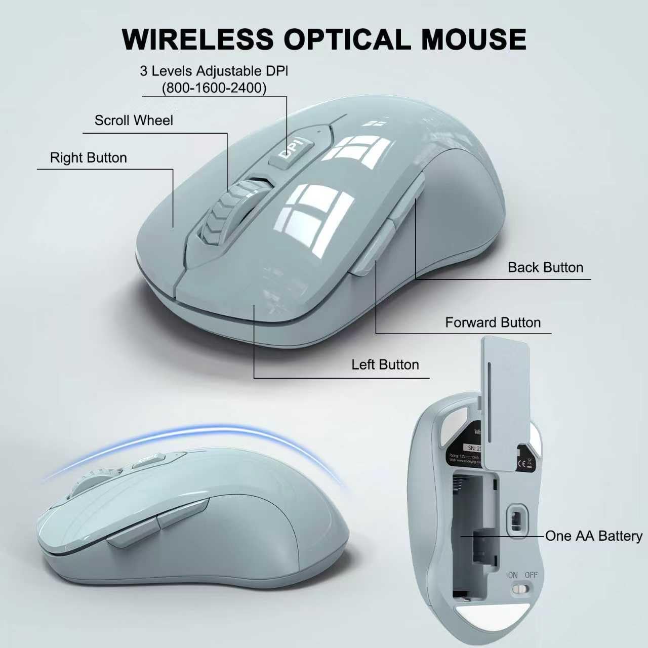 Wireless Keyboard and Mouse Combo, 2.4G Full Size Wave Keys Ergonomic Keyboard with Wrist Rest and 3-Level DPI Adjustable Wireless Ergonomic Mouse for Windows, Mac OS Desktop/Laptop/PC(Black)