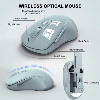 Wireless Keyboard and Mouse Combo, 2.4G Full Size Wave Keys Ergonomic Keyboard with Wrist Rest and 3-Level DPI Adjustable Wireless Ergonomic Mouse for Windows, Mac OS Desktop/Laptop/PC(Black)