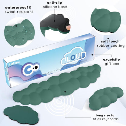 Cloud Wrist Rest for Computer Keyboard Arm Wrist Rest with Non-Slip Base Extended Wrist Rest Ergonomic Memory Foam for Keyboard and Mouse Typing Pain Relief, Office, Gaming, Computer